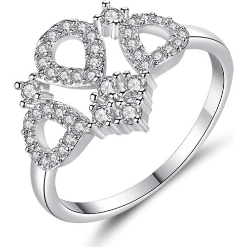 Hainon Silver Color Filled 3 PCS Water Drop Design Rings for Women Vintage Fashion Wedding Engagement Clear Zircon Jewelry Ring