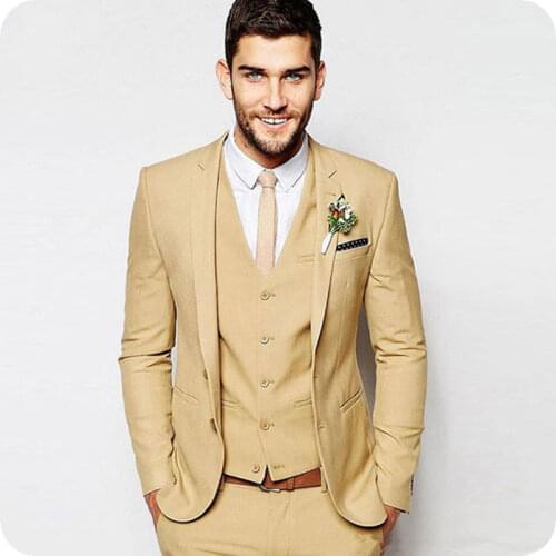Tailored Classic Men Suit Beach Wedding Suits Groom Tuxedos Bridegroom Men Suits 3 Pieces (Jacket+Pant+Vest) Ternos
