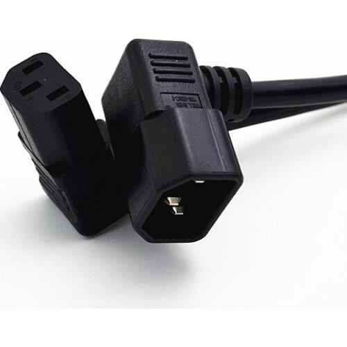 IEC C14 Male to C13 Female Cord, C13 to C14 Dual Down Angle Right Angle Power Cable About 2FT 0.6m 1 PCS