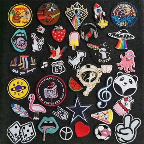Fashion Personality character Embroidery Patch Applique ironing Clothing Sewing Supplies Decorative Badges Stripes