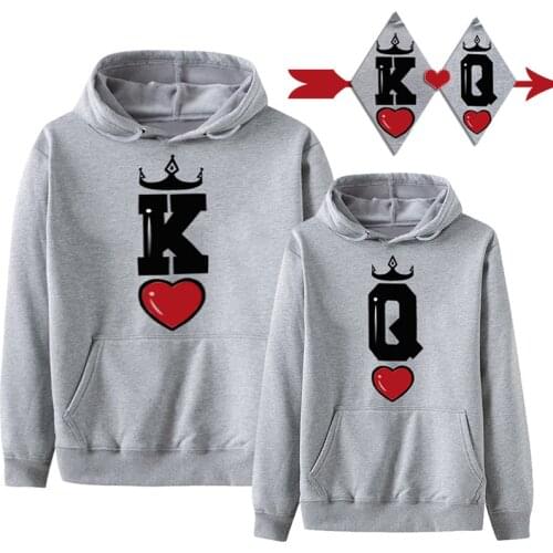 2019 New Women Men Hoodies King Queen Printed Sweatshirt Lovers Couples Hoodie Hooded Sweatshirt Casual Pullovers Tracksuits