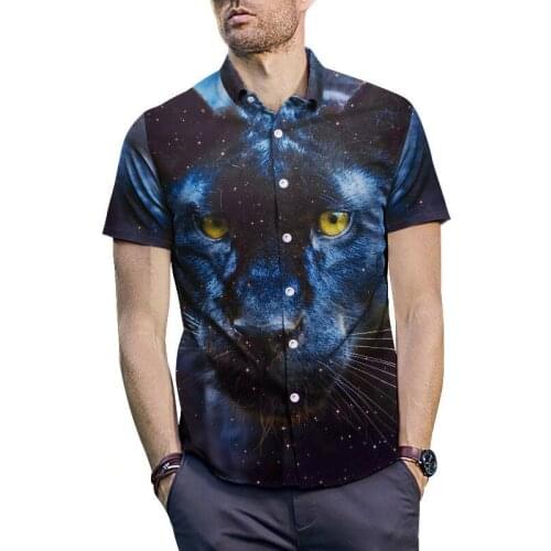 Hot New 2019 Summer Casual Leopard 3D Print Short Sleeve Shirt Men Fashion Clothing Loose Streetwear Trend Beach Shirts US Size