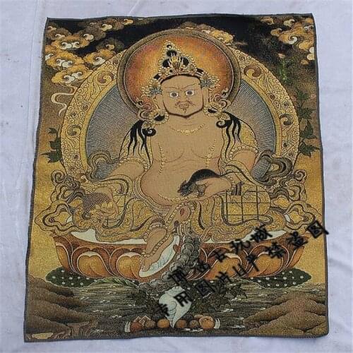Nepalese God of wealth Tangka brocade silk embroidery treasure Tangka embroidery