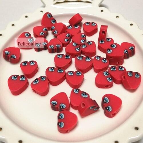 New 100/1000 pcs 10mm Red Beauty Smiling Face Polymer Clay Spacer Loose Beads for Jewelry Making DIY Bracelet Accessories