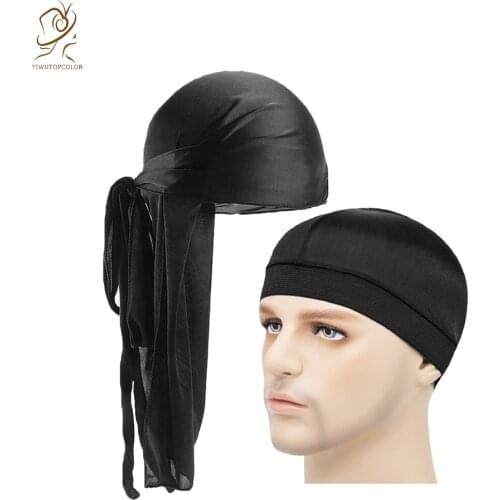 New Fashion Two-Color Hair Accessories With Dome Wave Hat, Silk Hat, Satin, Breathable Adult Durage Cap Set