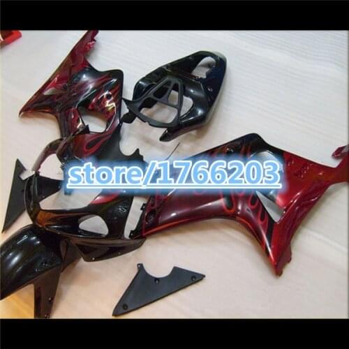 Red Flame in Black Fairing Kit For A GSX-R1000 GSXR1000 GSX R1000 GSXR 1000 K2 K1 00 01 02 2000 2001 2002 Fairings BBF