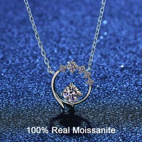 925 Sterling Silver Garland Pendant Necklace 14K White Gold 0.5 CT Moissanite Diamond Necklace Fine Jewelry For Women Girls
