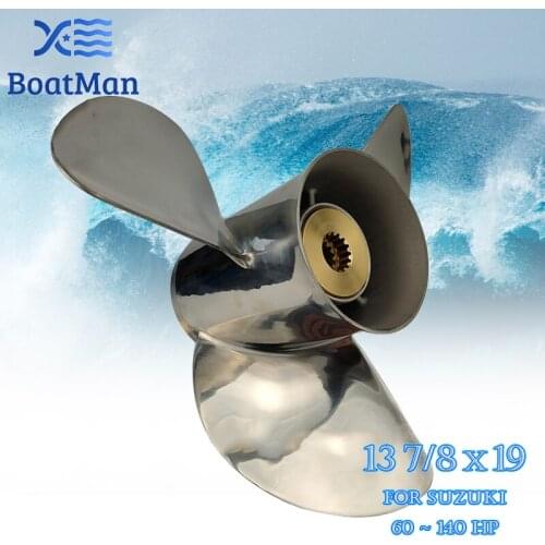 Outboard Propeller 13 7/8x19 For Suzuki Engine 60-140 HP Stainless Steel 13 Tooth splines Outlet Boat Parts 58200-92J60-000