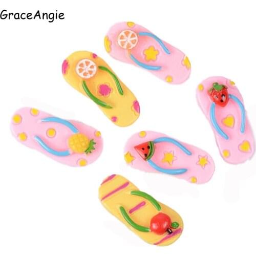 10pcs Resin flip flop flatback cabochon for DIY jewelry,phone artdecoration beads craft Fruit Cute Hair Accessories Colorful