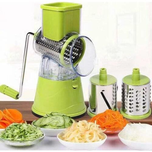 Manual Vegetable Mandoline Cutter Multifunctional Rotary Potato Cheese Slicer Grain Grinding Grinder Kitchen Tool 3 Blades