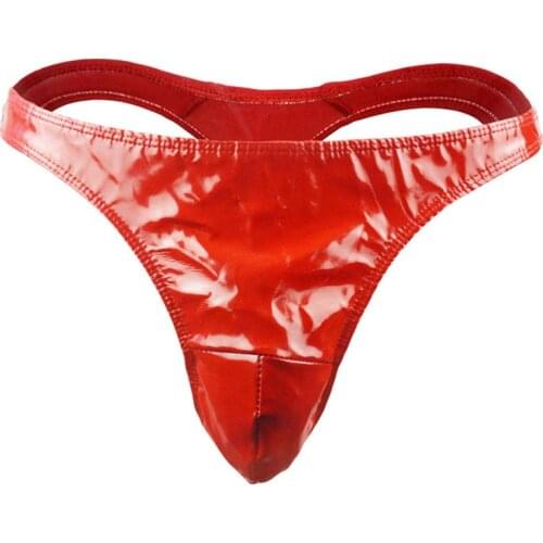 Sexy Mens Underwear Red Faux Leather Briefs Panties ZJH0980T