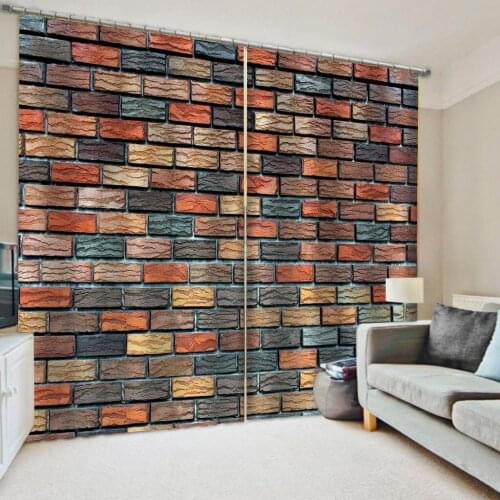 Luxury Blackout 3D Window Curtain For Living Room brown brick curtains Thick shading soundproof windproof curtain