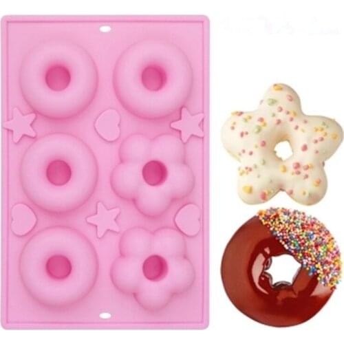 Silicone Cake Mold for 6 Flower Circle Donuts, Chocolate Mold, Ice Tray Mold, Bagels for Wholesale Drop Shipping