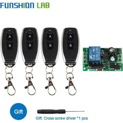FUNSHIO 433Mhz Universal Wireless Remote Control Switch AC 110V 220V 1CH RF Relay Receiver Module RF 433Mhz Remote Transmitter