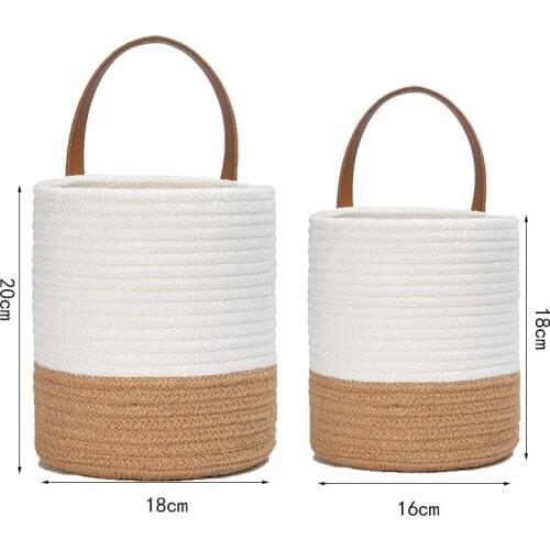 Rope Planter Woven Basket Flower Pot Home Decoration Imitation Rattan Hand Made Cotton Simulation Wall Hanging Storage Baskets