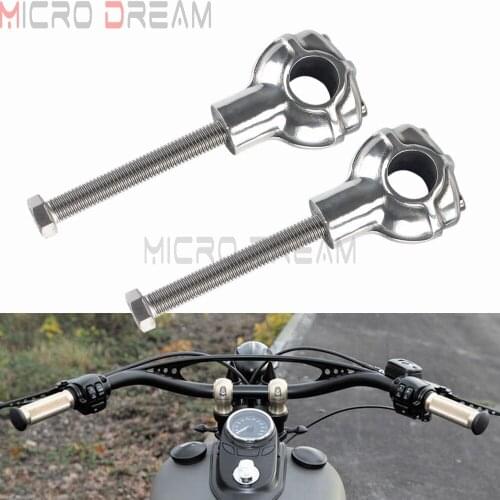 Vintage Cafe Racer Motorcycle 25mm 1" Shorty Silver Handlebar Riser Bar Mount Handle Clamp for Harley Sportster XL 883 Iron 1200