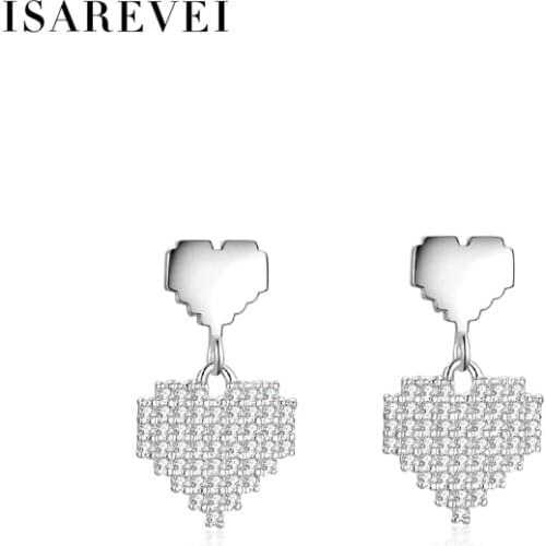 Heart-Shaped Stud Earrings 925 Sterling Silver Pixel charm Zircon Designer Earrings Fashion Jewelry Gift2021 For Women