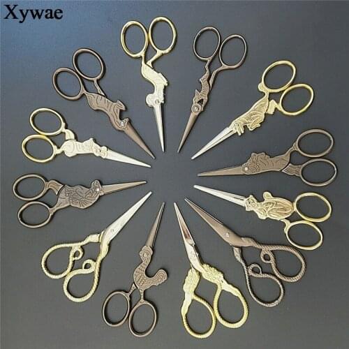 Zodiac Cross Stitch Retro Vintage Scissors Antique Fine Sewing Embroidery Tailor Scissor Thread Fabric Cutter Shaped Shears Tool