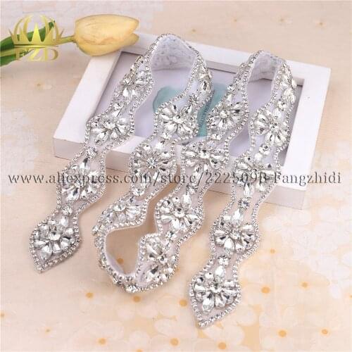 10yards) Wholesale 1 Yard Sewing On Beaded Hot Fix Rhinestone Appliques Bridesmaid Trim for Wedding Dresses Bridal Garters Sash