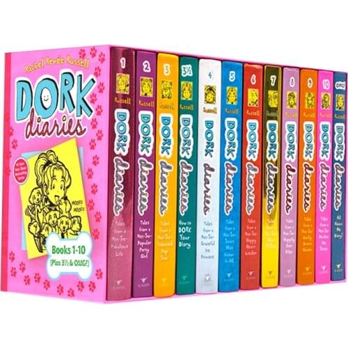 12 Books Gift Box Set English Picture Book Dork Diaries Girls Wimpy Kid Comic Students Daily Reading For Age 6-12 Years