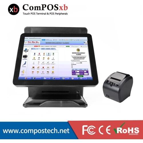 15 inch capacitive cash register restaurant Point of sale high quality touch POS terminal with printer