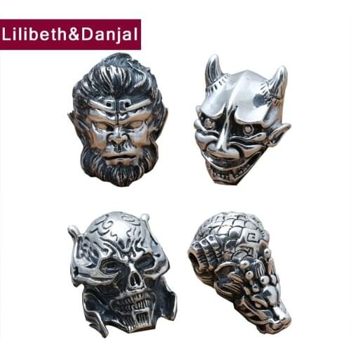 2018 New Vintage Pendant 100% Real 925 Sterling silver Jewelry Men Women Skull Dragon Buddha Necklace Pendant Christmas Gift P91