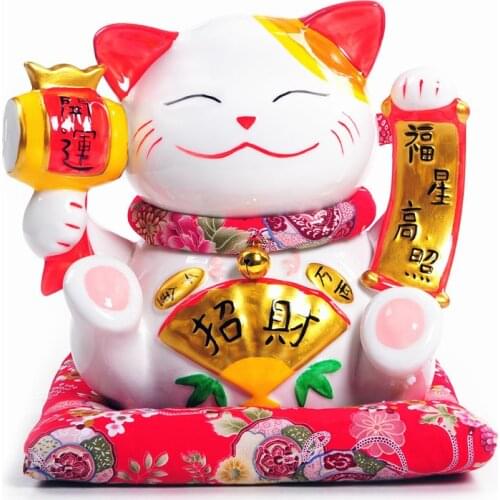 9 inch large ceramic lucky lucky cat money piggy bank opened to Home Furnishing wedding gift ornaments