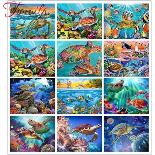 Touoilp Full Square/Round Drill 5D DIY Diamond Painting "Turtle family" 3D Embroidery Cross Stitch 5D Home Decor