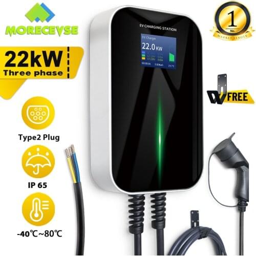 EV Charger EVSE Wallbox Electric Vehicle Charging Station with Type 2 Cable 32A 3Phase IEC 62196-2 for Audi Mercedes-Benz Smart