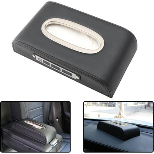 Car Tissue Box Napkin Paper Towel Container Vehicle Leather Holder Paper Pumping Cassette With Temporary Car Parking Plates