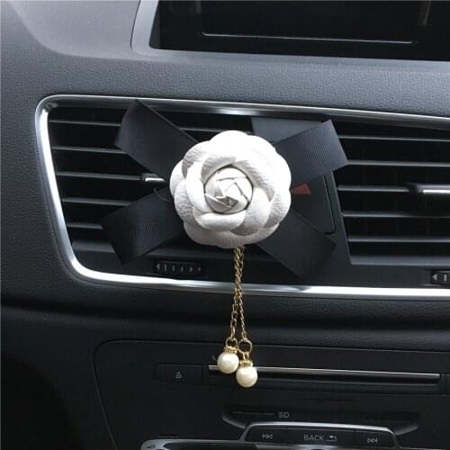 Pearl bow Car perfume Leather Camellia Air Freshener Car perfume Air Conditioning decoration Car-styling Perfumes