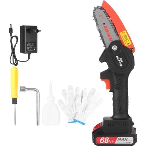 21V Cordless Chainsaw 4-Inch Electric Pruning Saw 2.0A Rechargeable Battery Powered Tree Branch Pruning Shears Garden Tool