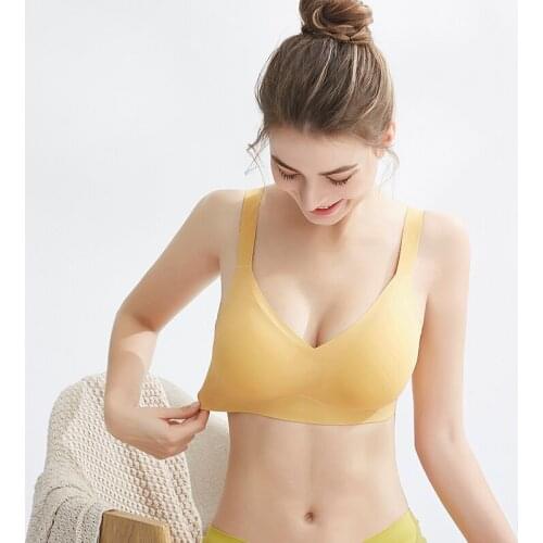 Adjusted-straps Colorful Bra Seamless Bras For Women Underwear BH Sexy latex Brassiere Push Up Bralette With Pad Vest Top Bra