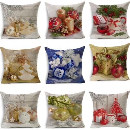 45*45cm High Quality Christmas Print Pillow Case Bell Gift Cushion Cover Sofa Pillowcase Festival Bedroom Home Decoration