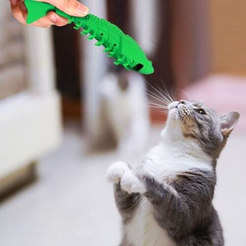 Pet Cat Catnip Toys Fish Shape Silicon Molar Stick Toothbrush Teeth Cleaning Interactive cat Toy Oral Care For Cats Pet Supplies