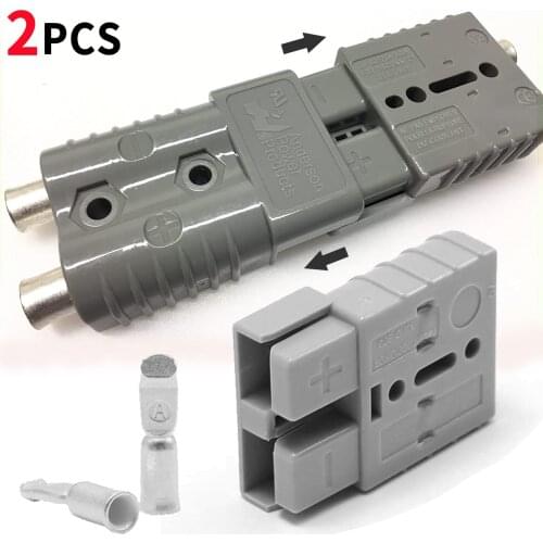 2pcs 600V 50A Copper Silver Battery Quick Connector Kit Connect Plug Disconnect Winch Trailer Connect Max for 6AWG Wire
