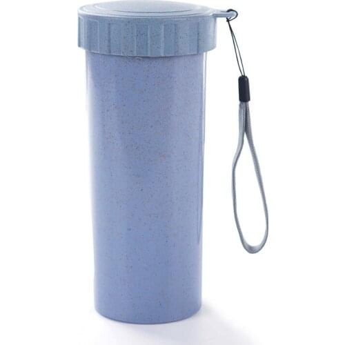 Kitchen Wheat Straw Double Insulated Gift Mug Tumbler With Lid Eco-friendly 16.5x6.5cm Travel Mug Coffee Winter Thermos Cup b