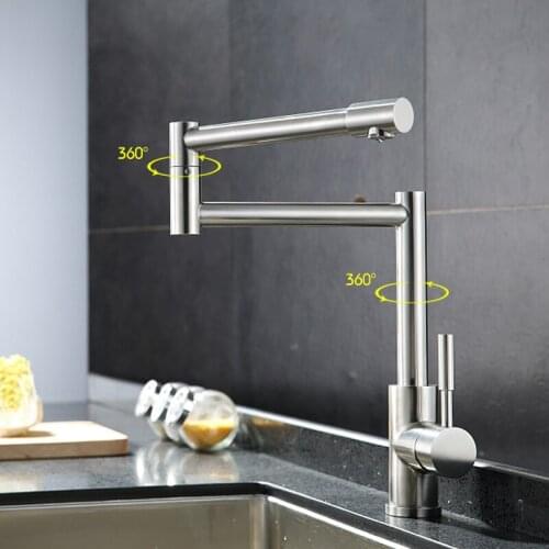 Kitchen pull-out faucet cold and hot copper sink sink vegetable basin faucet can be rotated, pull-out faucet with flower sprinkl