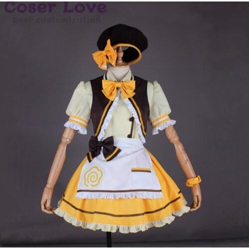 LoveLive Aqours Kunikida Hanamaru Coffee Shop Dessert Striped Maid Cosplay Costume Carnival Halloween Christmas party