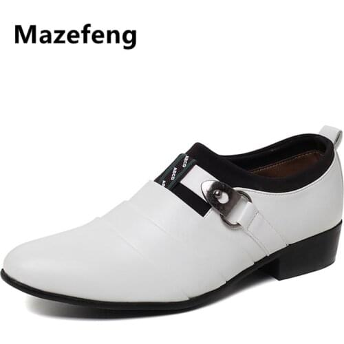 Mazefeng 2018 New Summer Men Dress Shoes Wear-resisting Men Leather Shoes British Style Male Business Shoes Slip-on Pointed Toe