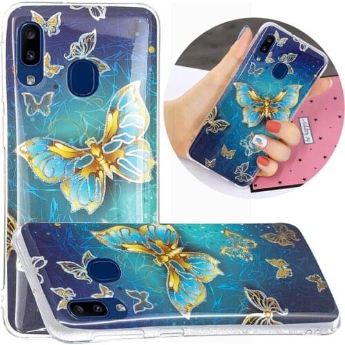 Soft TPU Case for Samsung Galaxy A20e Cute Cover Flower Butterfly Marble Printing Shell