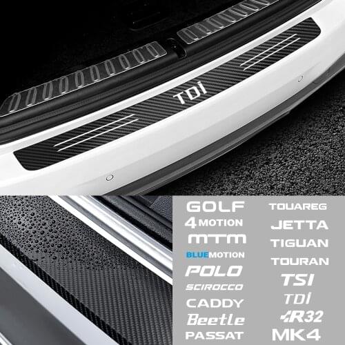 Car Tail Trunk Carbon Fiber Decoration Bumper Protection Stickers for Volkswagen VW golf caddy Blue Motion Polo Touareg MK4