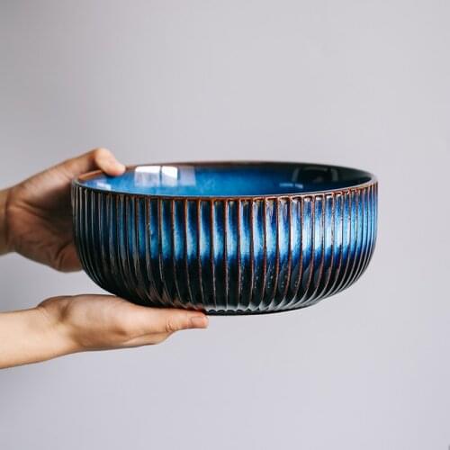 Nordic ceramic rice bowl noodle bowl household salad bowl soup bowl instant noodle bowl creative gradient breakfast bowl