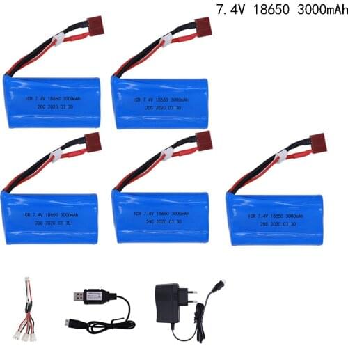 Upgrade 7.4V 3000mAh lipo Battery 18650 for 10428 12428 12423 Q46 Wltoys RC Car Spare Parts and charger battery for toys parts