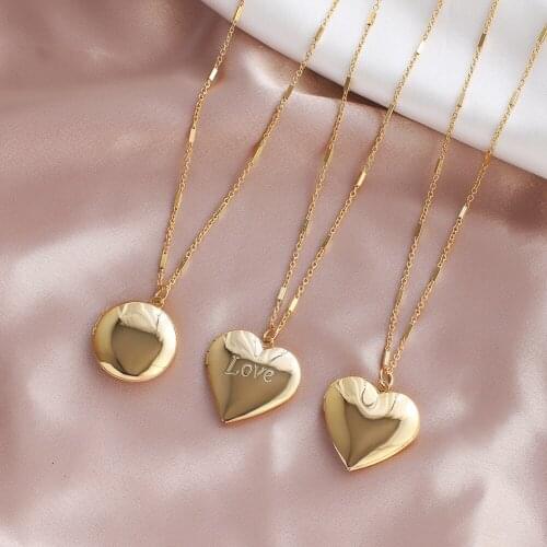 10 Pcs Heart shape Box pendant jewelry Gift Gold color Love jewelry pendant necklace women jewelry Box pendant jewelry