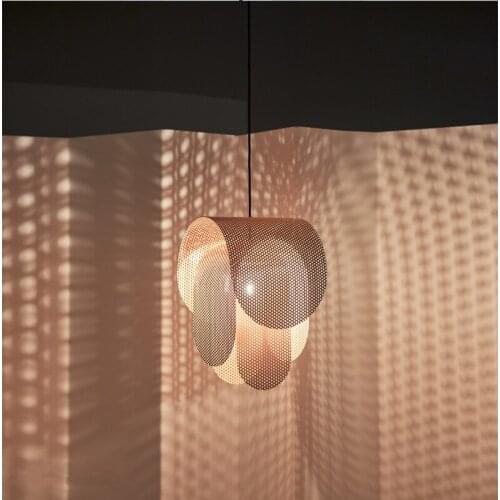 Perforated Metal Pendant Light modern creative design childrens room bedroom pink lamp restaurant Home Deco kids pendant light