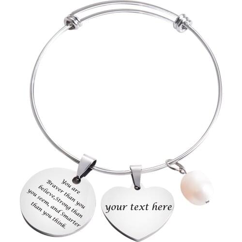 Adjustable Stainless Steel Tag Bracelet Stainless Steel Mirror Fashion Personality Bangle Jewelry Gifts