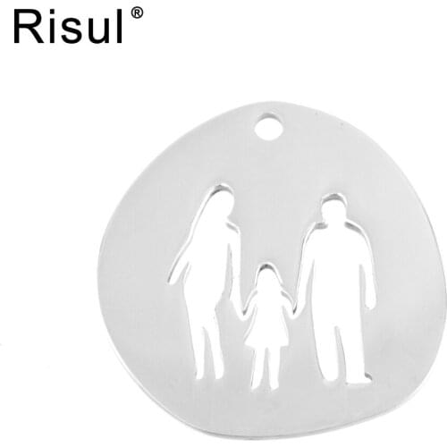 Risul Family Pendants Dad Mum Children boy girls in charms for print both sides mirror polish stainless steel wholesale 100pcs