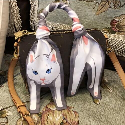 120CMx10CM Hot Scarves Three-dimensional Animal Silk Scarf Tiger Cat Dog Parent-child Scarf Unique Design Collocation Bag G