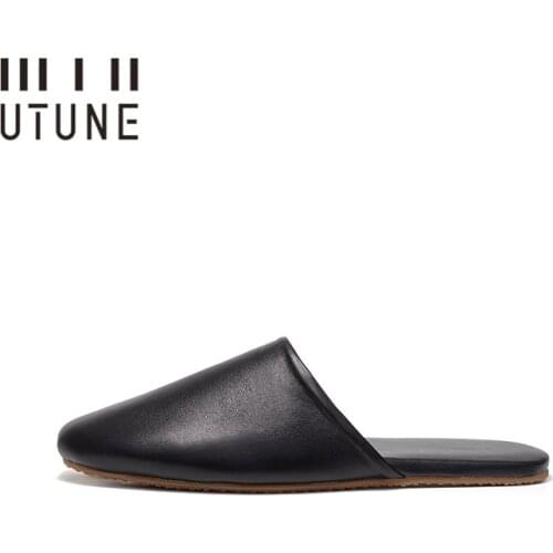 Youdiao Genuine leather Slippers Women Indoor Mules sheepskin Shoes Suede Sole TPR Soft Home Female office Non-slip Flat Slides